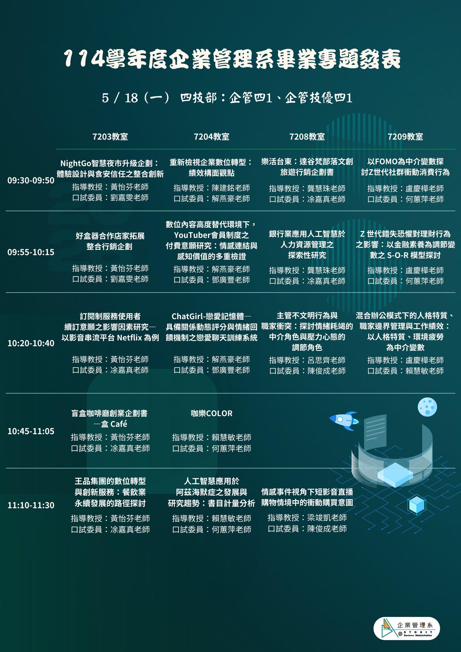【系務】114學年度畢業專題發表